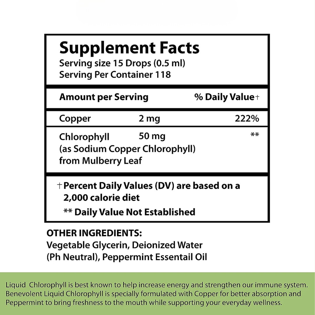 100% Organic Chlorophyll Drops For Gut Health & Body Odor